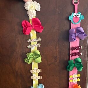 30+ Bows and Barrette Sets with Ribbon Hangers